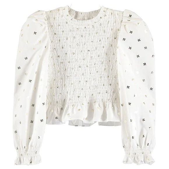 Mayoral Other - NWT Mayoral Honeycomb Blouse Ivory Gold 14